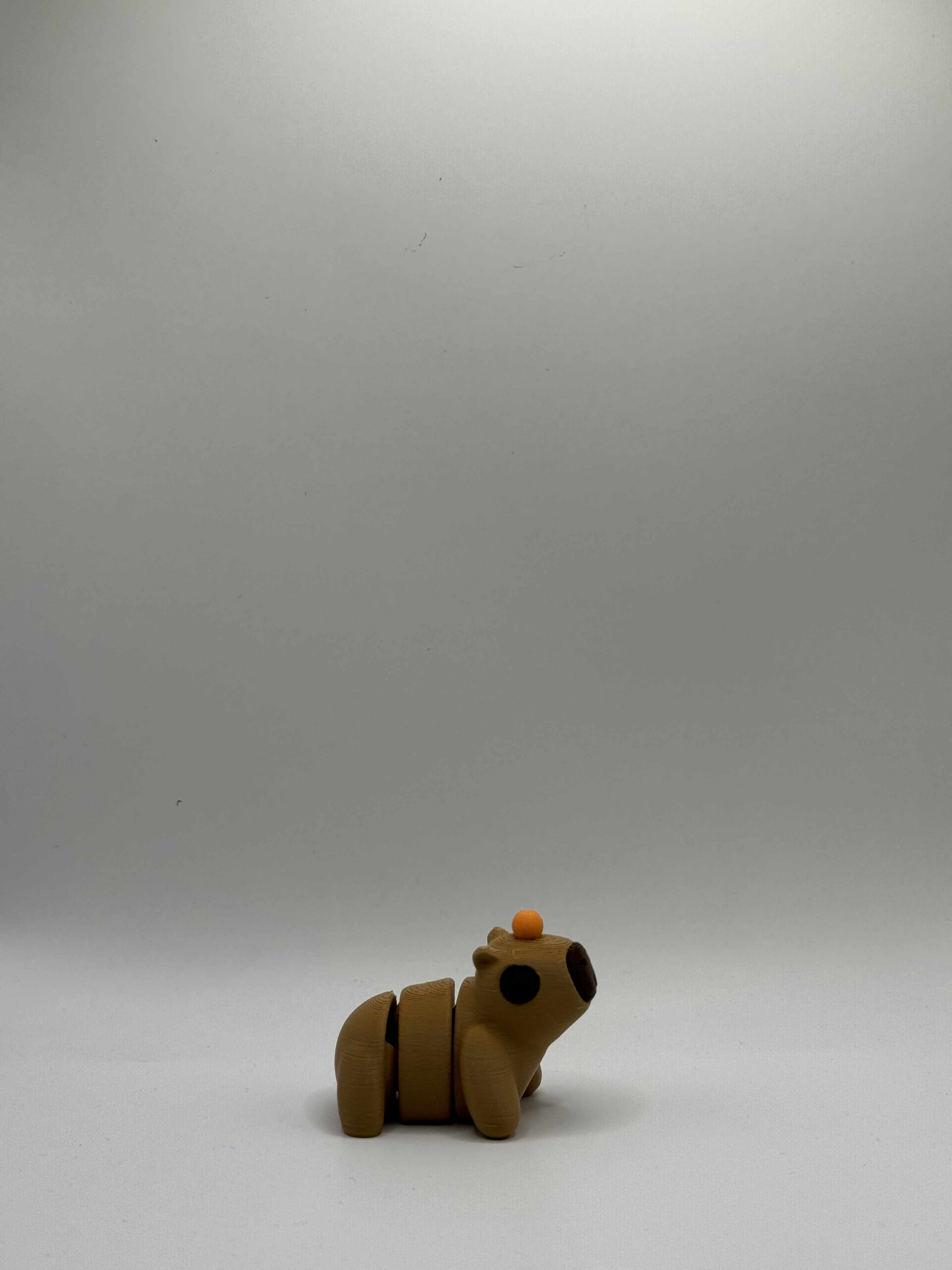 Fleksibel Capybara med appelsin på hovedet