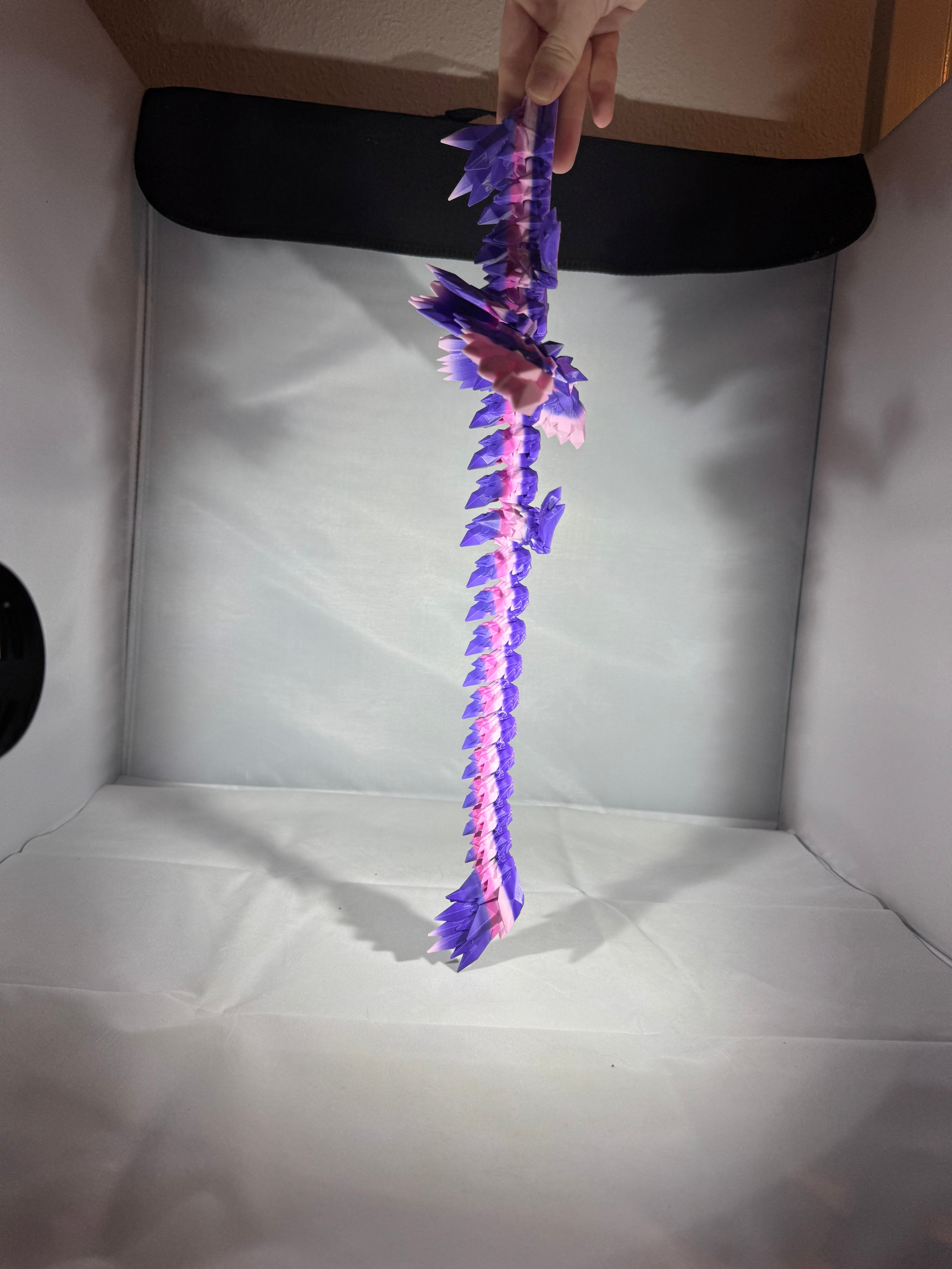 Drage i lilla og lyserød med vinger