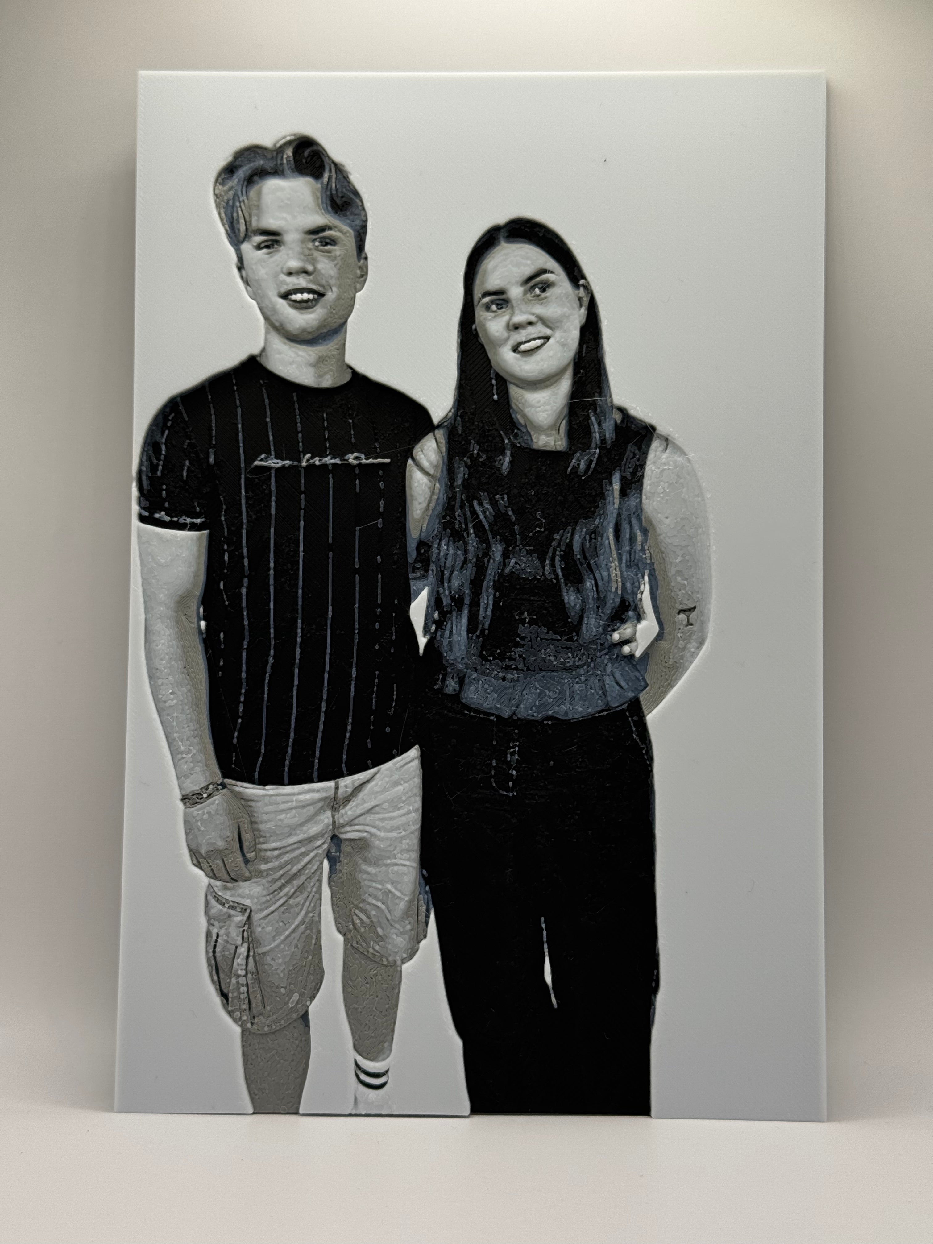 Custom 3D portræt i sort hvid