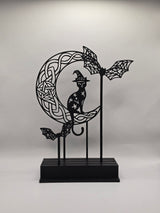 Halloween pynt med kat, flagermus og stand
