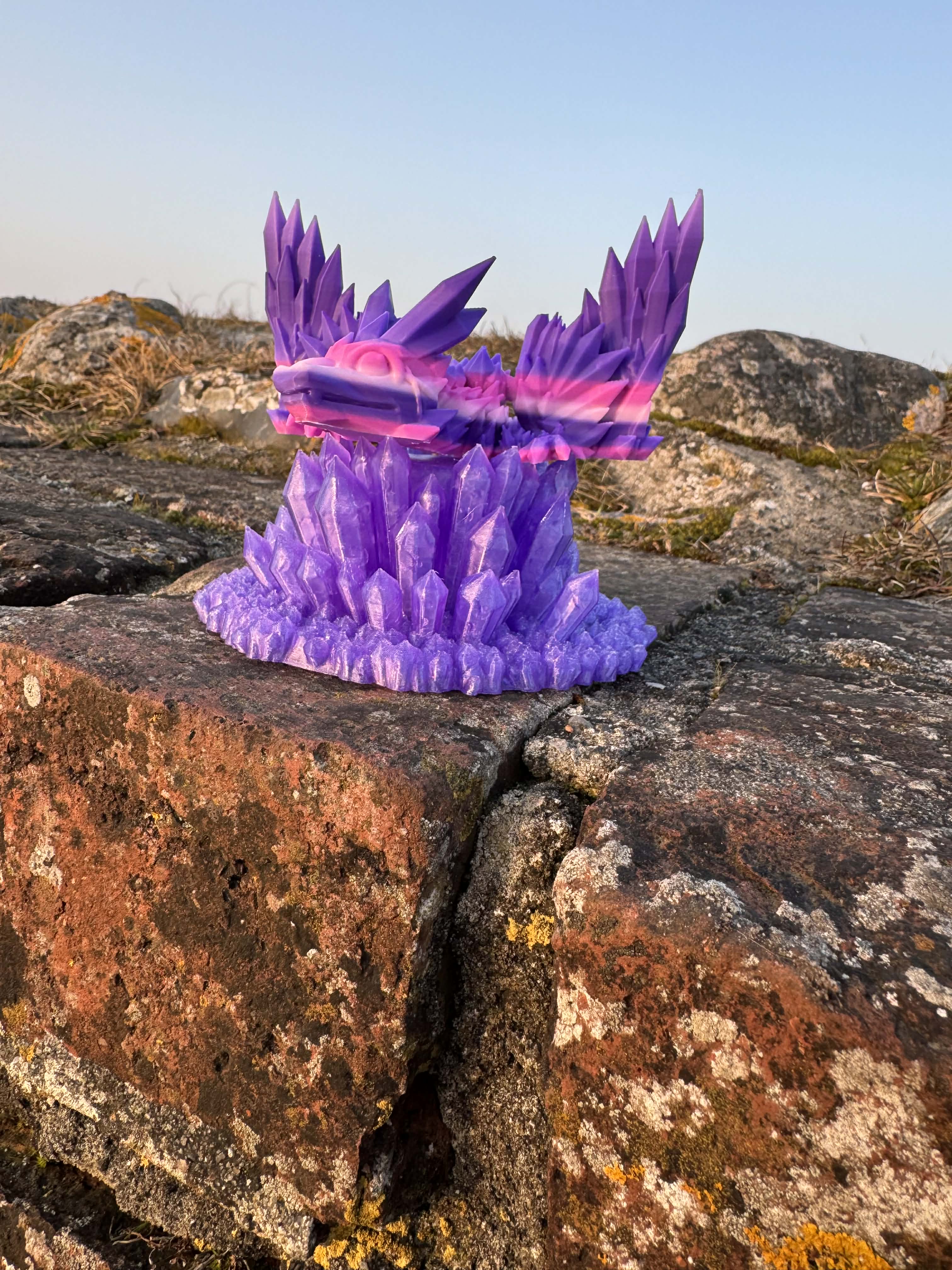 Lille drage i lilla og lyserød med vinger