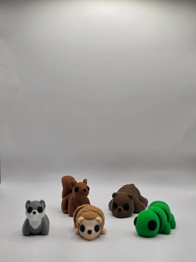 Skovens dyr – pakke med 5 3D-printede dyrefigurer